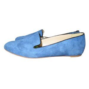 J CREW Addie Italian Suede Leather loafers in Blue Size 8